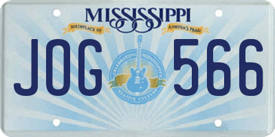 MS license plate JOG566
