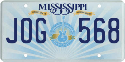 MS license plate JOG568