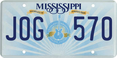 MS license plate JOG570