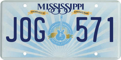 MS license plate JOG571