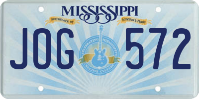 MS license plate JOG572