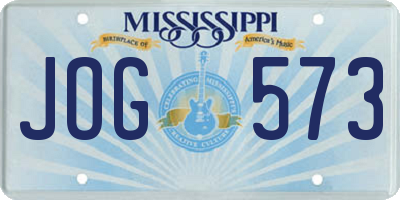 MS license plate JOG573