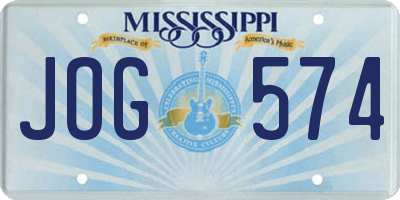 MS license plate JOG574