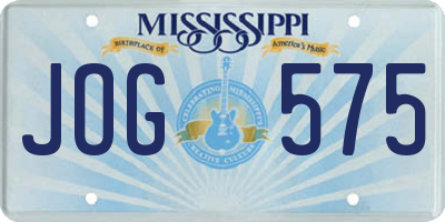 MS license plate JOG575