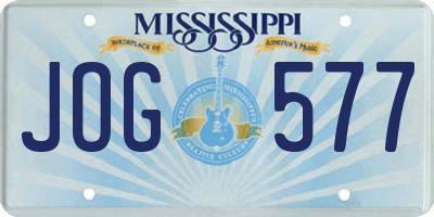 MS license plate JOG577