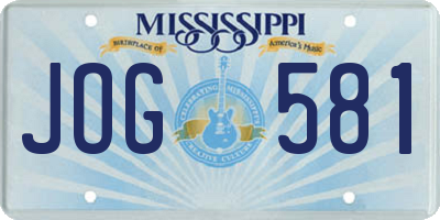 MS license plate JOG581