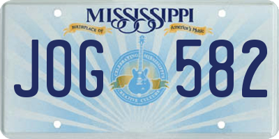 MS license plate JOG582