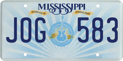 MS license plate JOG583