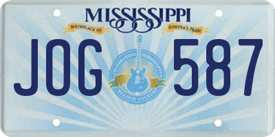 MS license plate JOG587