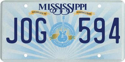 MS license plate JOG594