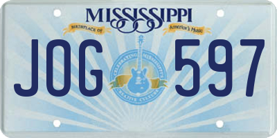 MS license plate JOG597