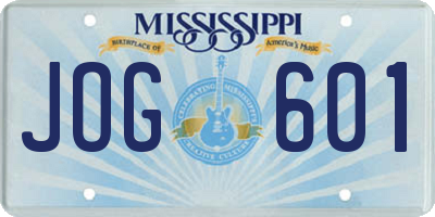 MS license plate JOG601
