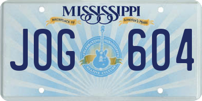 MS license plate JOG604