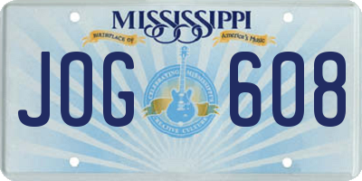 MS license plate JOG608