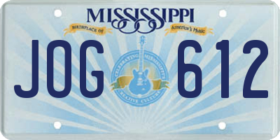 MS license plate JOG612