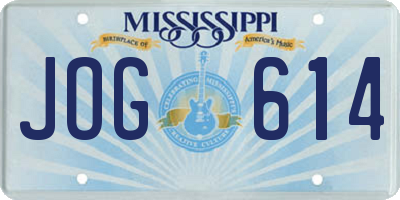 MS license plate JOG614