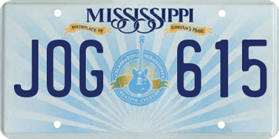 MS license plate JOG615