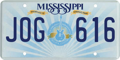 MS license plate JOG616