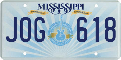 MS license plate JOG618