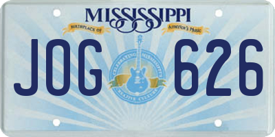 MS license plate JOG626