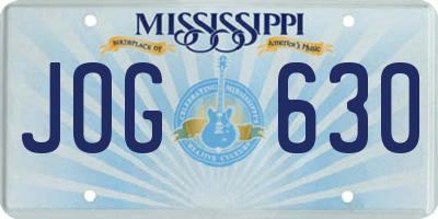 MS license plate JOG630