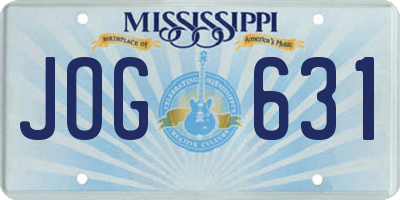 MS license plate JOG631