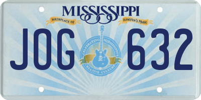 MS license plate JOG632
