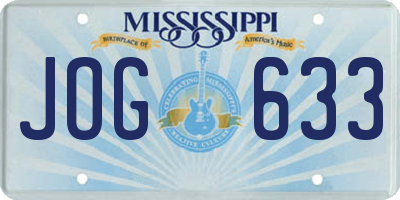 MS license plate JOG633