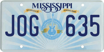 MS license plate JOG635
