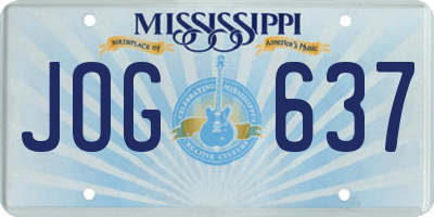 MS license plate JOG637