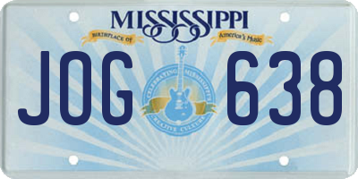 MS license plate JOG638