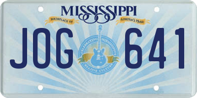 MS license plate JOG641