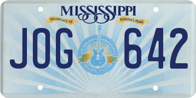 MS license plate JOG642