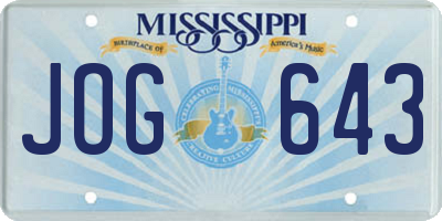 MS license plate JOG643