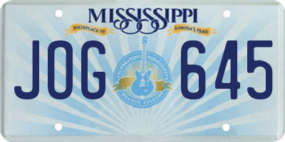MS license plate JOG645