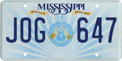 MS license plate JOG647