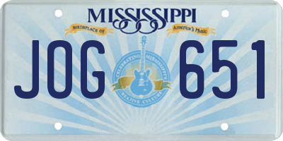 MS license plate JOG651