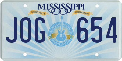 MS license plate JOG654