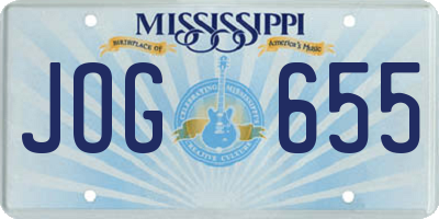 MS license plate JOG655