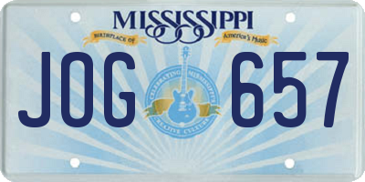 MS license plate JOG657
