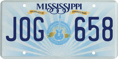 MS license plate JOG658