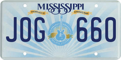 MS license plate JOG660