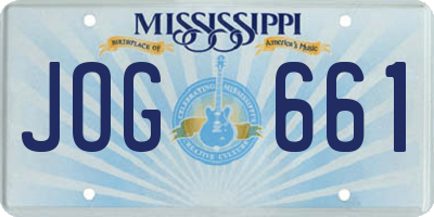 MS license plate JOG661