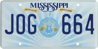 MS license plate JOG664