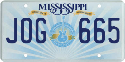 MS license plate JOG665
