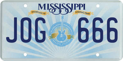 MS license plate JOG666