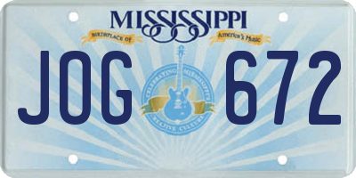 MS license plate JOG672