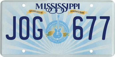 MS license plate JOG677