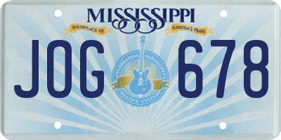 MS license plate JOG678