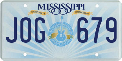 MS license plate JOG679